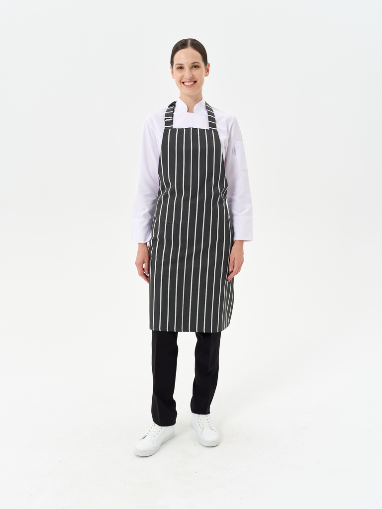 Long Apron Huqqa, Black Animated with White