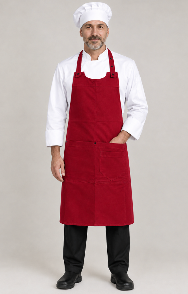 Long Apron, Kanguru, with Pockets (Red)